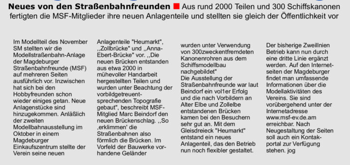 Zeitungsartikel "Magdeburger Brückenschlag"